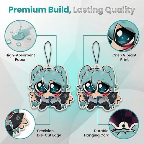 PumpCar 2 pieces Miku double-sided hanging cartoon cherry-scented funny car air freshener Cool hanging for rearview mirror Interior Accessories Gifts in Saudi Arabia