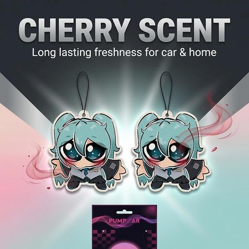 PumpCar 2 pieces Miku double-sided hanging cartoon cherry-scented funny car air freshener Cool hanging for rearview mirror Interior Accessories Gifts in Saudi Arabia