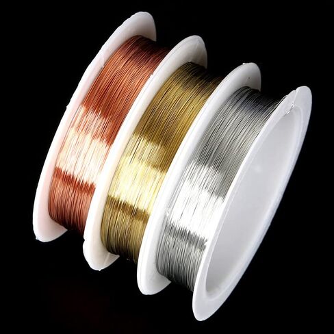 3 Rolls Jewelry Beading Wires, 0.2mm/ 32 Gauge Tarnish Resistant Copper Wires for Jewelry Making Supplies and Craft in Kuwait