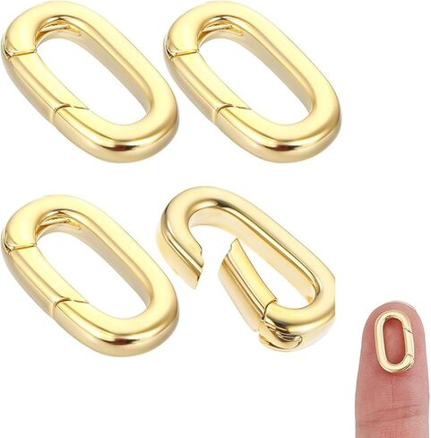 4Pcs Pendant Clasp Charm Clasp Clips 18K Necklace Lock Gold Filled Oval Necklace Clasps Electroplating Polishing, for Keychains, Bracelets and Jewelry Making (0.31 * 0.55in) in Saudi Arabia
