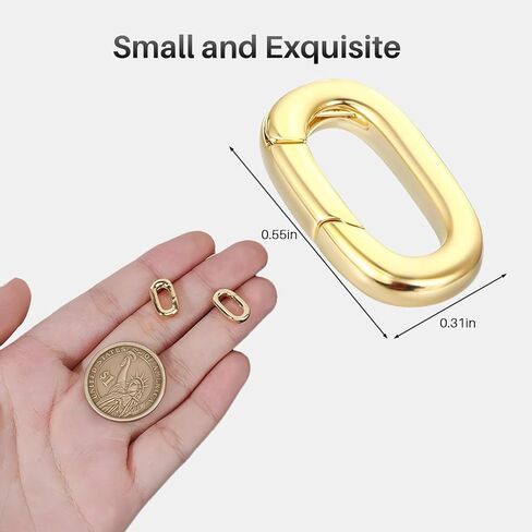 4Pcs Pendant Clasp Charm Clasp Clips 18K Necklace Lock Gold Filled Oval Necklace Clasps Electroplating Polishing, for Keychains, Bracelets and Jewelry Making (0.31 * 0.55in) in Saudi Arabia