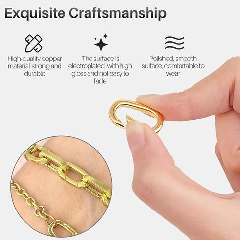 4Pcs Pendant Clasp Charm Clasp Clips 18K Necklace Lock Gold Filled Oval Necklace Clasps Electroplating Polishing, for Keychains, Bracelets and Jewelry Making (0.31 * 0.55in) in Saudi Arabia