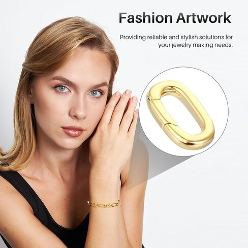 4Pcs Pendant Clasp Charm Clasp Clips 18K Necklace Lock Gold Filled Oval Necklace Clasps Electroplating Polishing, for Keychains, Bracelets and Jewelry Making (0.31 * 0.55in) in Saudi Arabia