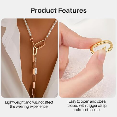 4Pcs Pendant Clasp Charm Clasp Clips 18K Necklace Lock Gold Filled Oval Necklace Clasps Electroplating Polishing, for Keychains, Bracelets and Jewelry Making (0.31 * 0.55in) in Saudi Arabia
