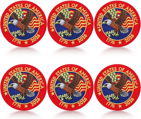 6 Pcs 250th Anniversary Patch Embroidered Sew Iron on 4th of July Liberty America 1776-2026 Semiquincentennial Fabric Repair USA Collectible Accessories for Patriots' Independence Day Veterans Day in Saudi Arabia