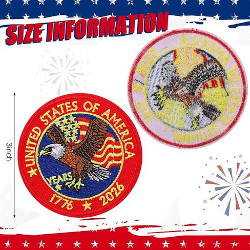6 Pcs 250th Anniversary Patch Embroidered Sew Iron on 4th of July Liberty America 1776-2026 Semiquincentennial Fabric Repair USA Collectible Accessories for Patriots' Independence Day Veterans Day in Saudi Arabia