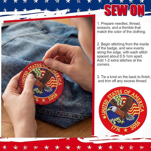 6 Pcs 250th Anniversary Patch Embroidered Sew Iron on 4th of July Liberty America 1776-2026 Semiquincentennial Fabric Repair USA Collectible Accessories for Patriots' Independence Day Veterans Day in Saudi Arabia