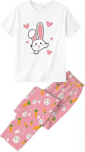 WangChao Easter Pajamas Matching Sets Cute Easter Short Sleeve Pjs Sleepwear Festival Party Jammies Set in Saudi Arabia