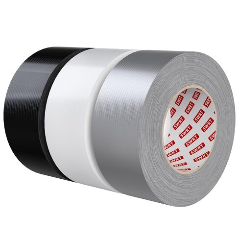 SWRT 9 Mil Duct Tape Heavy Duty, 2 in x 45 YD (Total 135 YD), 3 Pack Strong Adhesive, Residue-Free Waterproof Duct Tape for Indoor and Outdoor Sealing, Patching & Repair (Black, Silver, White) in Kuwait