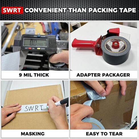 SWRT 9 Mil Duct Tape Heavy Duty, 2 in x 45 YD (Total 135 YD), 3 Pack Strong Adhesive, Residue-Free Waterproof Duct Tape for Indoor and Outdoor Sealing, Patching & Repair (Black, Silver, White) in Kuwait