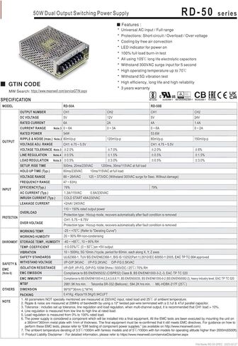 RD-50A/50B 50 واط مخرج مزدوج 5V12V24V تحويل التيار الكهربائي RD-50A | 5 فولت 12 فولت RD-50 in Kuwait