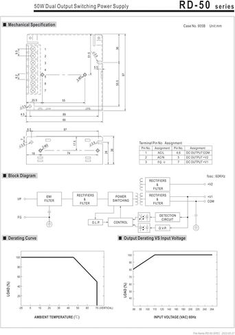 RD-50A/50B 50 واط مخرج مزدوج 5V12V24V تحويل التيار الكهربائي RD-50A | 5 فولت 12 فولت RD-50 in Kuwait