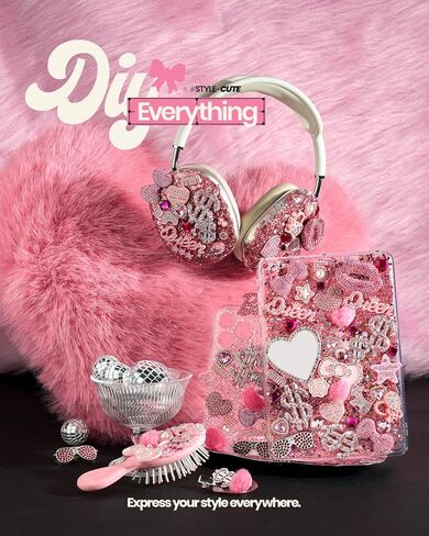 Deinduser Junk Case Charms Kit 780pcs Junk Phone Cases Rhinestone Accessories Hearts Bow Dollar Signs Stars and More Kits Can Be Used in DIY Phone Cases for Women in Kuwait