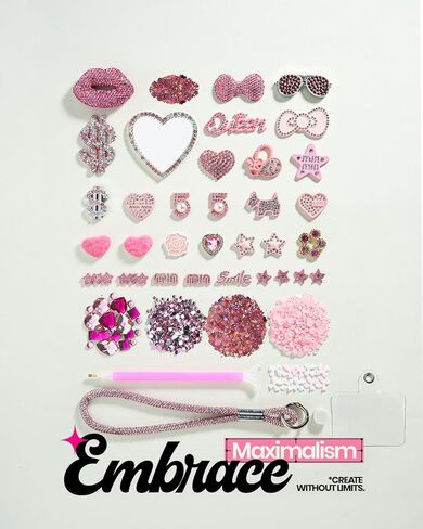 Deinduser Junk Case Charms Kit 780pcs Junk Phone Cases Rhinestone Accessories Hearts Bow Dollar Signs Stars and More Kits Can Be Used in DIY Phone Cases for Women in Kuwait