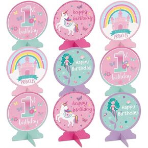 Party Solids 9 Pcs Girl Birthday Decorations, Happy Birthday Table Decorations, Happy Birthday Centerpiece For Tables, kids party centerpieces for Kids Party Supplies in Saudi Arabia