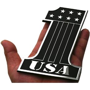 USA #1 Emblem American Flag Number One Badge United States Patriotic 3D Sticker Compatible with Harley Motorcycle Car Truck (Chrome Red) in Saudi Arabia
