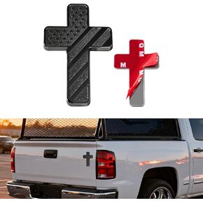 Rislobx Metal Cross Christian Car Emblem, USA Flag Cross Badge with Adhesive, 3D Relief Car Decor for Truck Toolbox (Original, Smooth Surface) in Kuwait