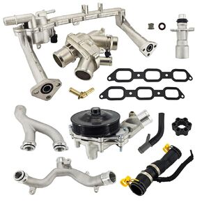 مجموعة ترقية نظام التبريد AJ813565 AJ813909 AJ812132 متوافقة مع محرك Jaguar Land Rover 3.0L V6 2013-2021 فائق الشحن يستبدل # LR092992 LR090630 LR049990 C2Z28536 in Kuwait