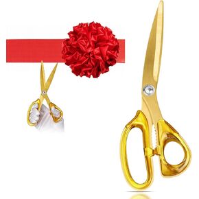 Ribbon Cutting Ceremony Kit with Large Gold Scissors, 157" Red Ribbon, 12" Decorative Bow, and White Gloves for Grand Openings and Business Events (10.2") in Saudi Arabia