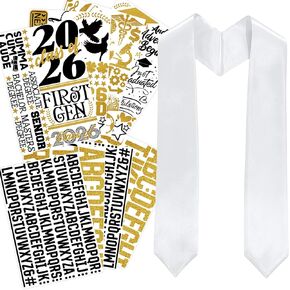 Graduation Stole Sash with Iron-On Class of 2026 Decorations Heat Transfer Vinyl DIY Graduation Stole Sash Customize Personalized HTV Decals Letters Numbers Cutouts Pack Set in Saudi Arabia