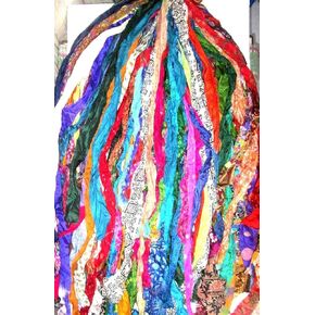 42 Yards Recycled Sari Silk Ribbon Yarn Strips – 21 Pcs 1 Yard Each, Unstitched Pure Silk Fabric Tassel Skeins, Mixed Random Shades for Journaling, Scrapbooking, Jewelry & Craft Projects in Saudi Arabia