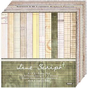 6x6 Scrapbook Paper Pad – 24 Sheets Retro Line Script Pattern Paper for Junk Journal & Card Making – Easy-to-Handle Premium Cardstock for Photo Safe Memory Keeping in Kuwait