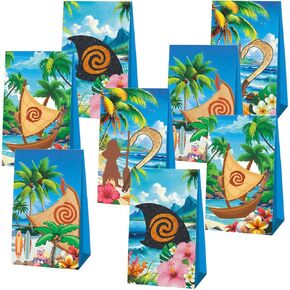12pcs Cartoon Ocean Girl Party Favor Bags Candy Boxes, Moa Hawaiian Gift Bags Birthday Party Supplies in Saudi Arabia