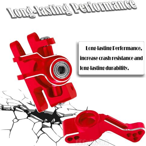 RC Aluminum Caster Block,Steering Blocks,C-Hubs Stub Axle Carriers w/Wheel Hex & Bearings Upgrades Part for 1/10 Slash 4X4 VXL/Rustler 4X4 VXL/Stampede 4WD VXL,Red in Kuwait