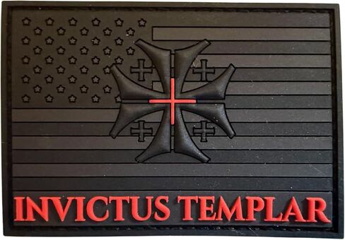 Knight Silence Heretic Cross PVC Tactical Patch – Hook Backed and Loop Morale Patch for Plate Carriers, Backpacks, Hats and Tactical Gear- Slap & Go - Black, White & Red in Saudi Arabia