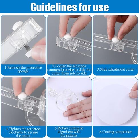2 Pack 58 mm/2.25 Inch Clear Circle Paper Cutter Button Maker Tools Adjustable Round Circular Cutter for Art DIY Crafts, 70-210mm in Kuwait