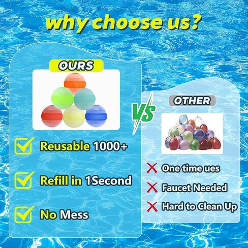Reusable Water Balloons 6 Pcs Quick-Fill Self-Sealing Pool & Beach Water Toys for Boys Girls Ages 3-12, Outdoor Summer Splash Balls for Backyard Kids Activities (6 Colour) in Saudi Arabia