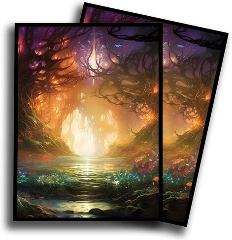 Fantasy Card Sleeves Compatible with MTG Trading Card Game, 100 Matte Protective Sleeves for TCG Cards, Anti-Slip Shuffled Deck Protector Sleeves for Standard Size Cards (Leafshade) in Saudi Arabia