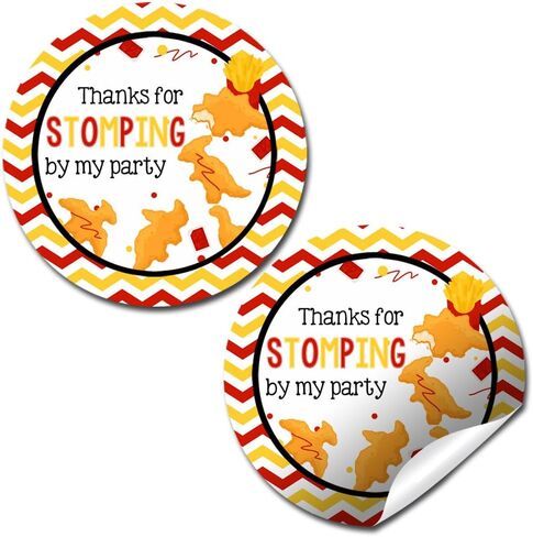 Dino-Mite Dinosaur Stomping By Birthday Party Thank You Sticker Labels for Boys, 40 2" Party Circle Stickers by AmandaCreation, Great for Party Favors, Envelope Seals & Goodie Bags in Kuwait