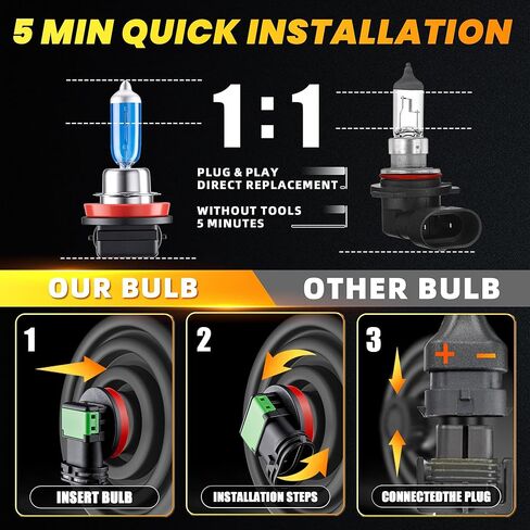 Headlight Bulb Fit For Cadillac SRX 2010 2011 2012 2013 2014 2015 2016 High Beam Low Beam Replacement, High Performance White Light Halogen Headlamp Bulbs Set, 4 Pcs in Saudi Arabia