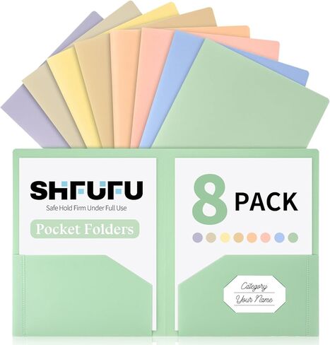 2 Pocket Plastic Folders, 8 Pack, Durable Letter Size File Folders with Business Card Slot, Heavy Duty Plastic Folders for School Office, (Assorted Colors) in Saudi Arabia