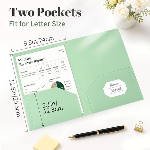 2 Pocket Plastic Folders, 8 Pack, Durable Letter Size File Folders with Business Card Slot, Heavy Duty Plastic Folders for School Office, (Assorted Colors) in Saudi Arabia