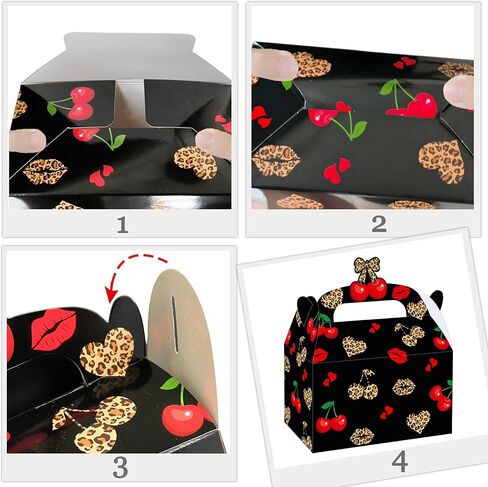 Cheetah Cherry Bow Favor Box Leopard Print Birthday Party Supplies Gift Treat Box 12PCS Goodie Boxes for Girls Safari Animal Party Bachelorette Decor in Kuwait