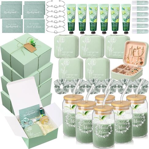 Teenyyou 60 Pcs Bridesmaid Proposal Gifts Bridesmaid Box Set Maid of Honor Gift Wedding Bridal Shower Include Jewelry Box Glass Cup Scrunchies Hair Knotted Bracelets Hand Cream Lip Balm Cards(Purple) in Kuwait