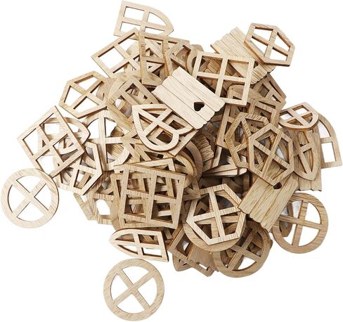 100Pcs Wood Mini Window, Fortune Paulownia Wooden Miniature Windows for Crafts, 6 Designs Wood Window Cutouts, Multipurpose Miniature Windows Frame for DIY Crafts Projects in Saudi Arabia