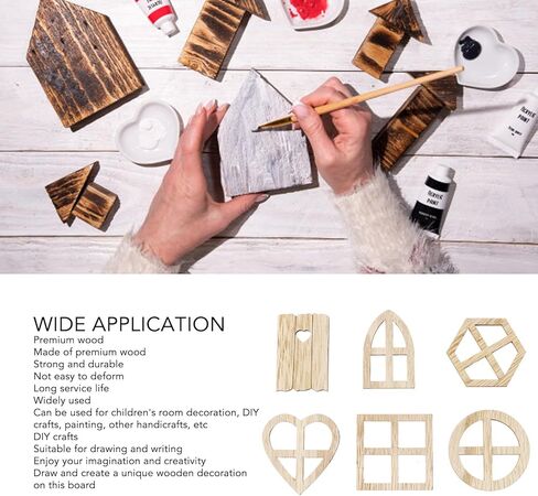 100Pcs Wood Mini Window, Fortune Paulownia Wooden Miniature Windows for Crafts, 6 Designs Wood Window Cutouts, Multipurpose Miniature Windows Frame for DIY Crafts Projects in Saudi Arabia
