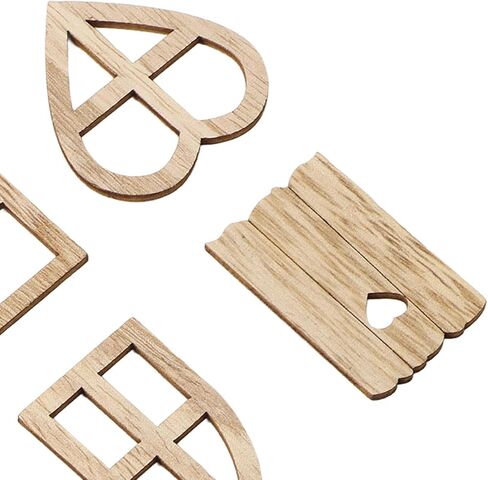 100Pcs Wood Mini Window, Fortune Paulownia Wooden Miniature Windows for Crafts, 6 Designs Wood Window Cutouts, Multipurpose Miniature Windows Frame for DIY Crafts Projects in Saudi Arabia