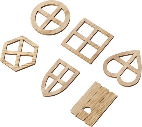 100Pcs Wood Mini Window, Fortune Paulownia Wooden Miniature Windows for Crafts, 6 Designs Wood Window Cutouts, Multipurpose Miniature Windows Frame for DIY Crafts Projects in Saudi Arabia