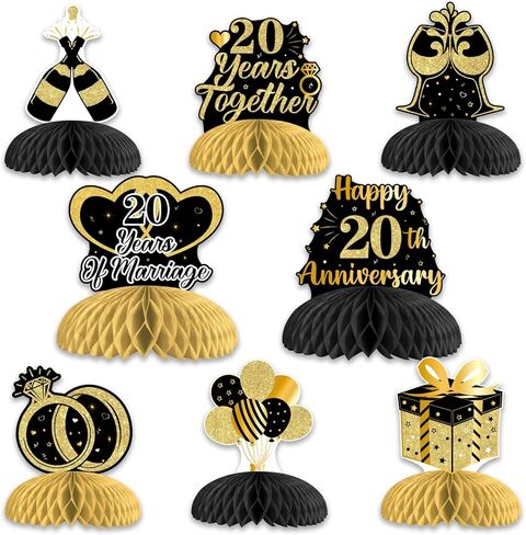 65th Wedding Anniversary Decorations Blue Sapphire Anniversary Honeycomb Centerpieces 8PCS Double-Sided Printed Table Decor for 65 Years Celebration Elegant 65th Wedding Celebration Decor in Saudi Arabia