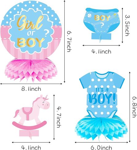 12 Pcs Baby Gender Reveal Honeycomb Centerpieces Table Toppers Blue and Pink Gender Reveal Party Decorations Supplies for Unisex He or She Boy or Girl Baby Shower Pregnancy Announcements Decor in Saudi Arabia