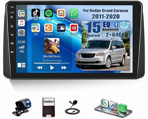 2G 64G Carplay Radio for Dodge Grand Caravan 2011-2020 / for Chrysler Town & Country 2012-2016 with Android Auto, Android 13 Car Radio 9" Touchscreen GPS Bluetooth 16EQ Hi-Fi/WiFi+Backup Camera&Mic in Saudi Arabia