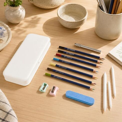 gisgfim 14Pcs Underglaze Pencil Set 7Pcs Ceramic Glaze Pencils Multicolor Underglaze Pottery Pencils Include Pen Case, Blending Stumps, Pencil Extenders and Sharpener Ceramic Tools for Art Creation in Kuwait