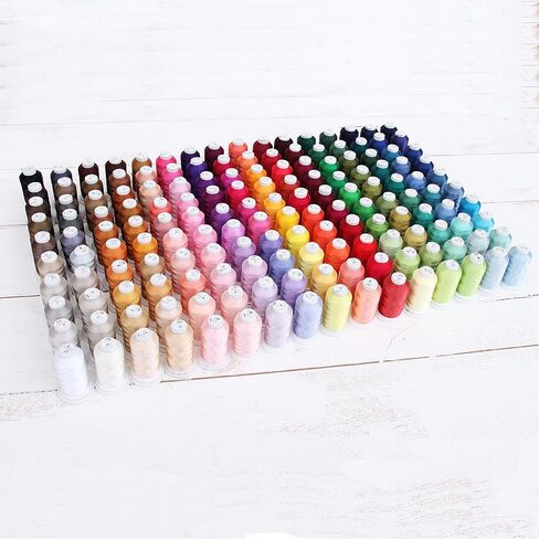 مجموعة خيوط آلة التطريز البوليستر 160 لونًا من Threadart، جميع مجموعات الألوان متضمنة | 500 متر بكرات 40 واط | لماكينات Brother Babylock Janome Singer Pfaff Husqvarna Bernina - جميع الألوان 160 500 متر in Kuwait
