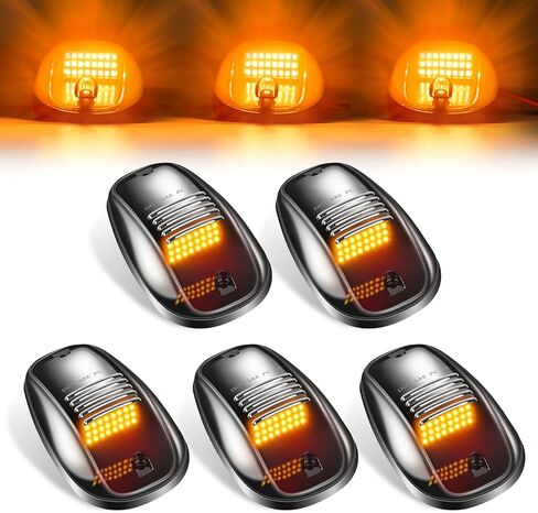 5PCS 24LED Amber Smoke Cab Roof Running Lights | 264146BK Assembly + Wire Harness – Replacement for 2003-2018 1500/2500/3500/4500/5500 Pickup Trucks in Saudi Arabia