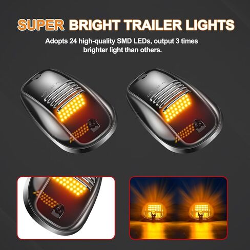 5PCS 24LED Amber Smoke Cab Roof Running Lights | 264146BK Assembly + Wire Harness – Replacement for 2003-2018 1500/2500/3500/4500/5500 Pickup Trucks in Saudi Arabia