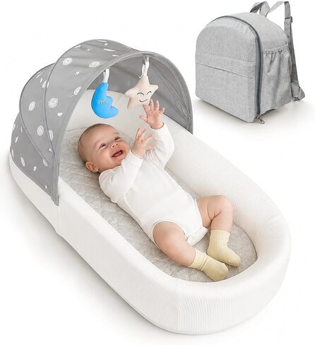 Protable Baby Lounger for Newborn,Infant and Toddler-Baby Nest Lounger,Travel Bassinet for Newborn,There are Storage Backpack (Green) in Saudi Arabia
